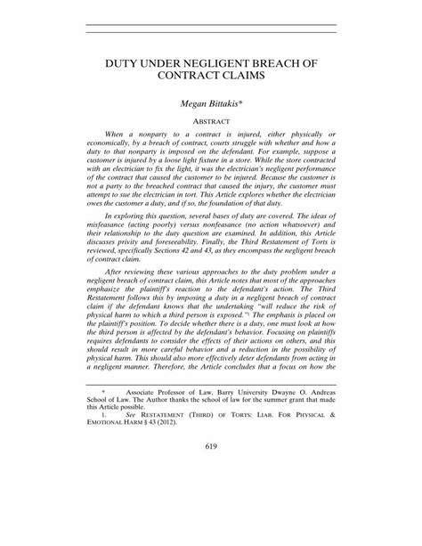 negligence in contracts resulting in their breach|DUTY UNDER NEGLIGENT BREACH OF CONTRACT CLAIMS.